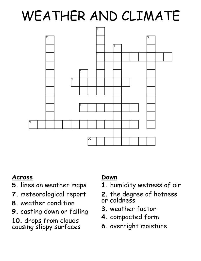 WEATHER AND CLIMATE Crossword WordMint