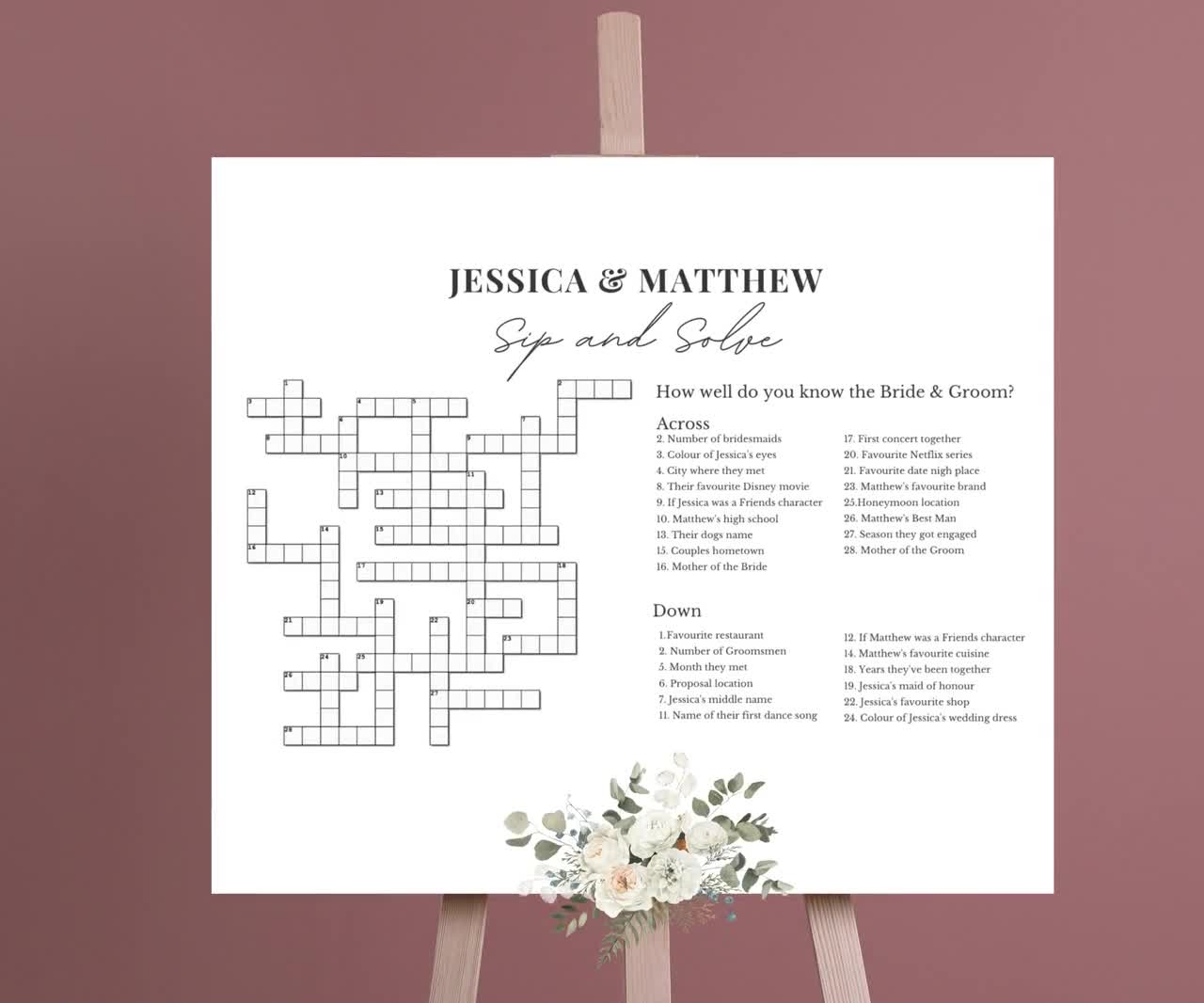 Wedding Crossword Personalised Giant Crossword For Wedding Games Wedding Table Games Crossword Puzzle Who Knows Bride Best Etsy Wedding Crossword Personalised Giant Crossword For Wedding Games Wedding Table Games Crossword Puzzle Who Knows Bride Best Etsy