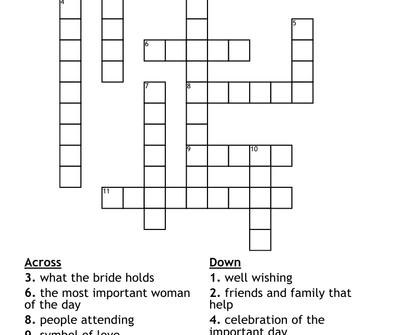Wedding Crossword WordMint