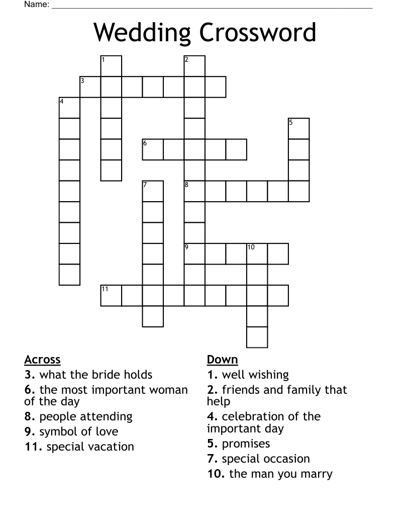 Wedding Crossword WordMint Wedding Crossword WordMint