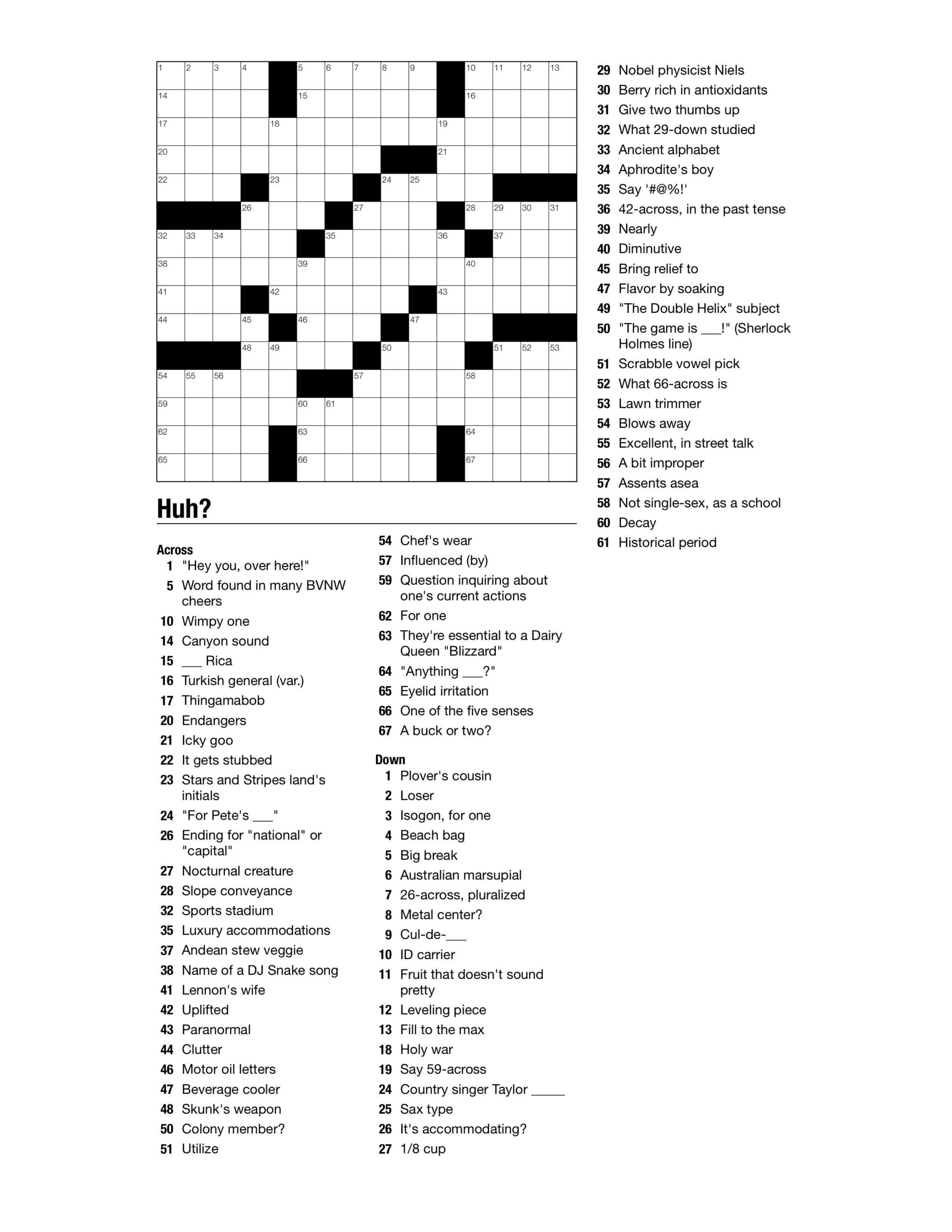 Weekly Themed Crossword BVNWnews