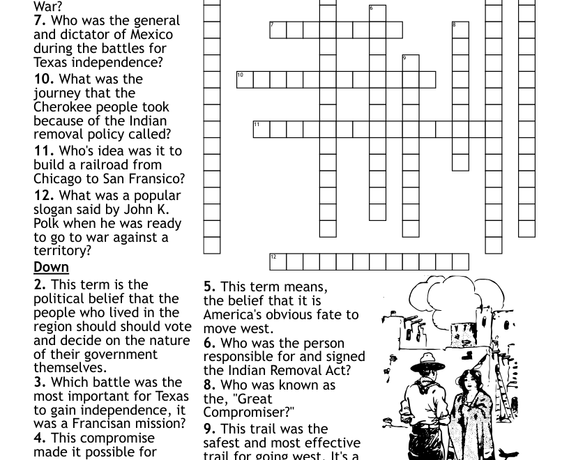 Westward Expansion Crossword WordMint