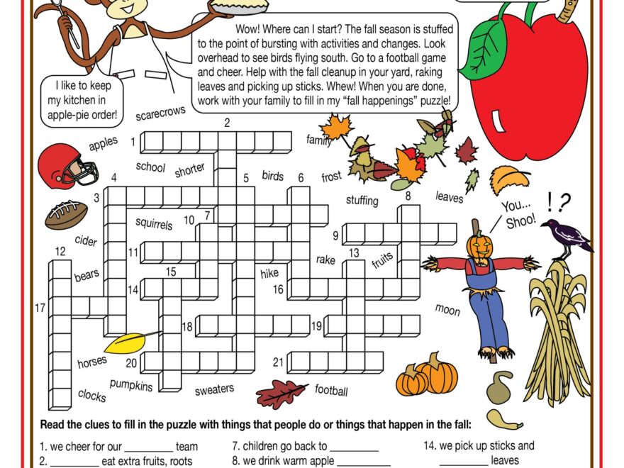 What Happens In The Fall Printable Crossword Puzzle Made By Teachers
