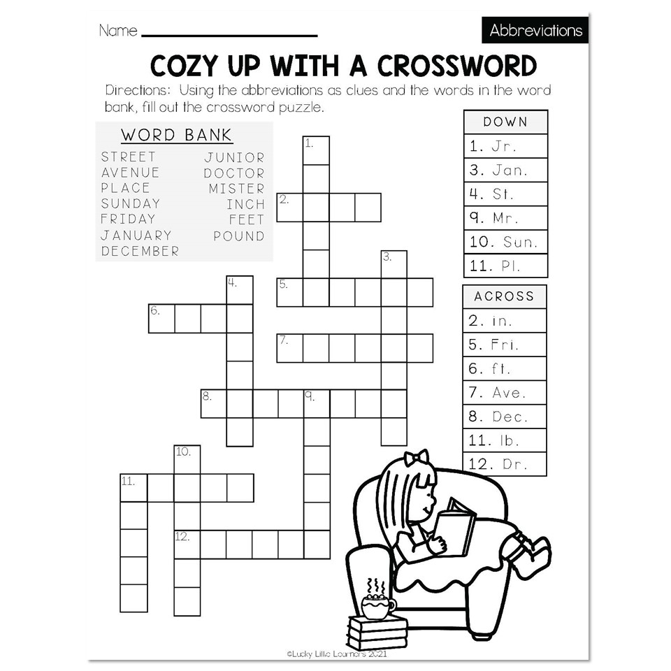 2nd Grade Crossword Puzzles Printable