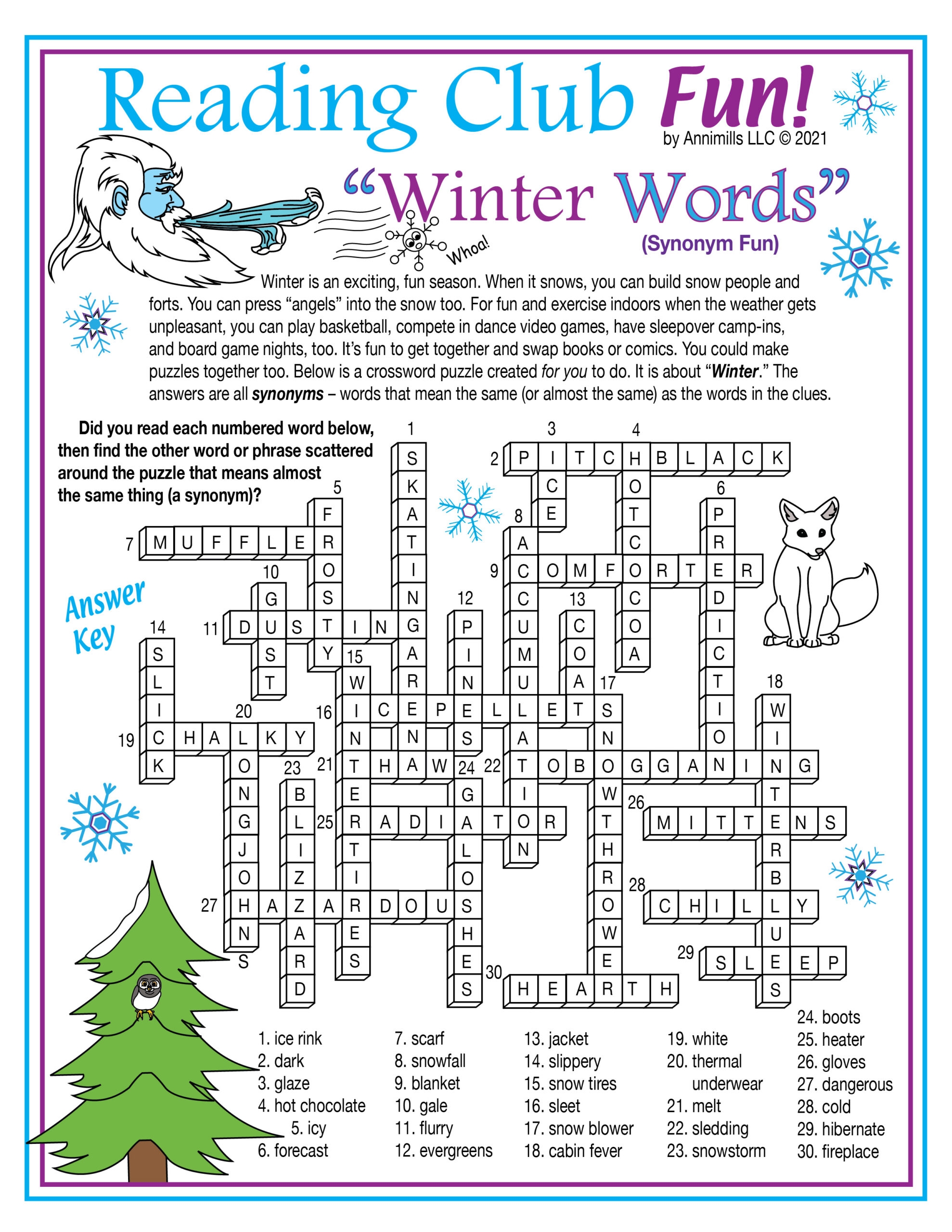 Winter Vocabulary Synonyms Printable Crossword Puzzle Word Search Made By Teachers Winter Vocabulary Synonyms Printable Crossword Puzzle Word Search Made By Teachers