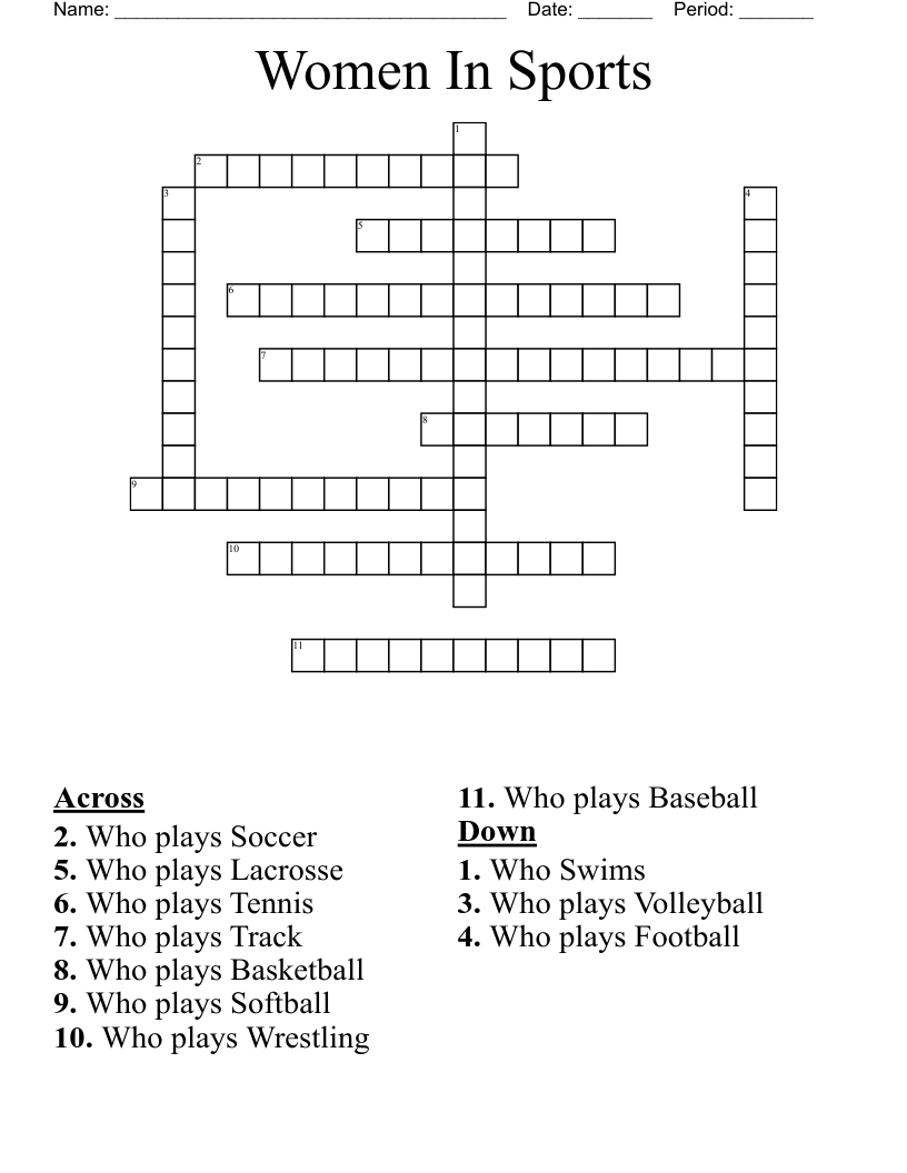 Women In Sports Crossword WordMint Women In Sports Crossword WordMint