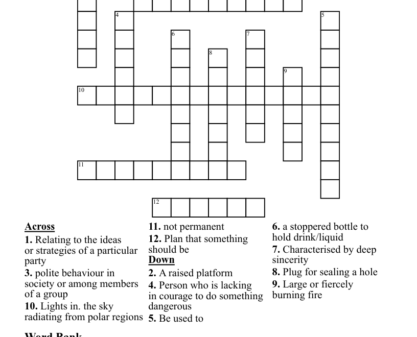 Word Bank English Crossword WordMint