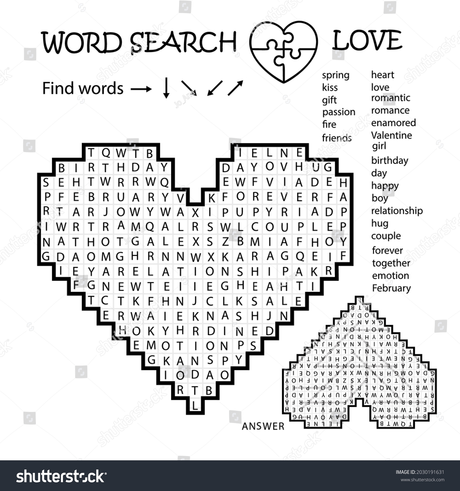 Love Crossword Puzzle Printable Love Crossword Puzzle Printable