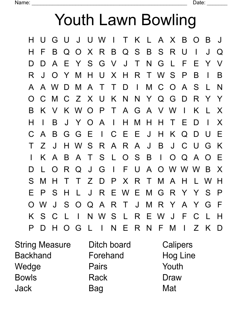 Youth Lawn Bowling Word Search WordMint Youth Lawn Bowling Word Search WordMint