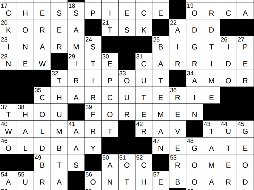 0603 24 NY Times Crossword 3 Jun 24 Monday NYXCrossword