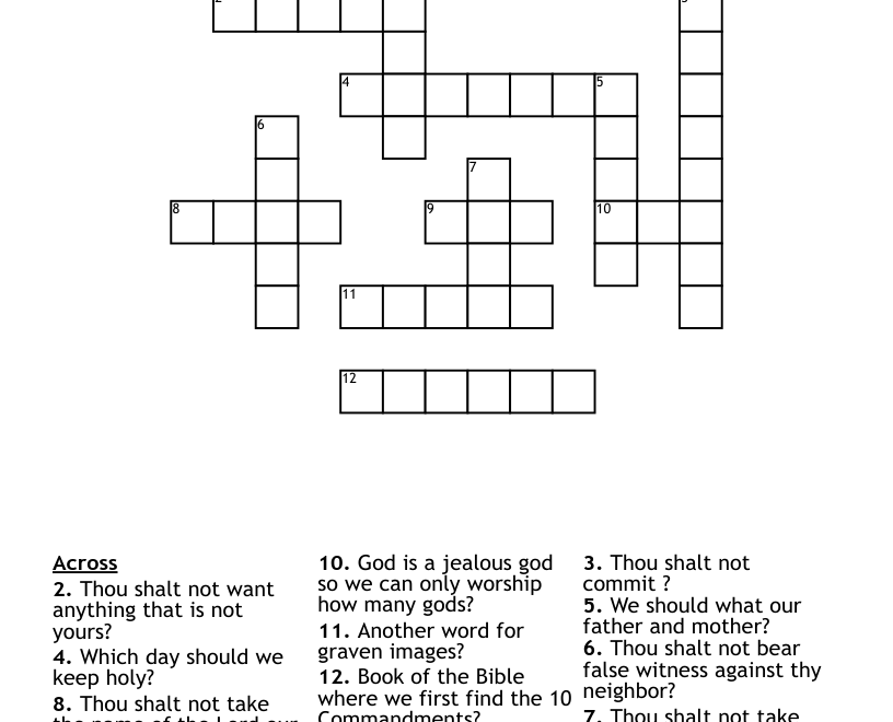 10 Commandments Crossword WordMint