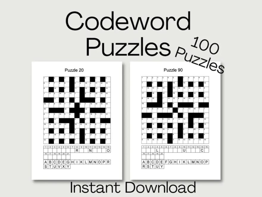 100 Codeword Puzzles Coded Crosswords printable PDF Etsy