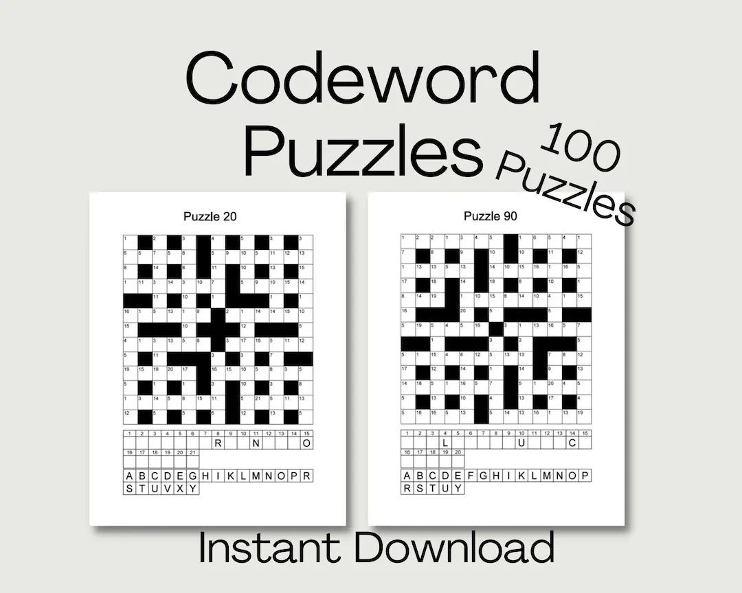 100 Codeword Puzzles Coded Crosswords printable PDF Etsy