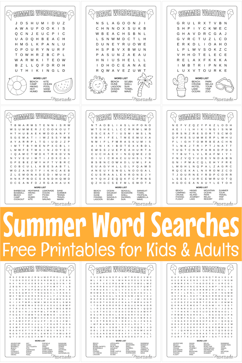 12 Best Free Printable Summer Word Search Puzzles For Kids 12 Best Free Printable Summer Word Search Puzzles For Kids