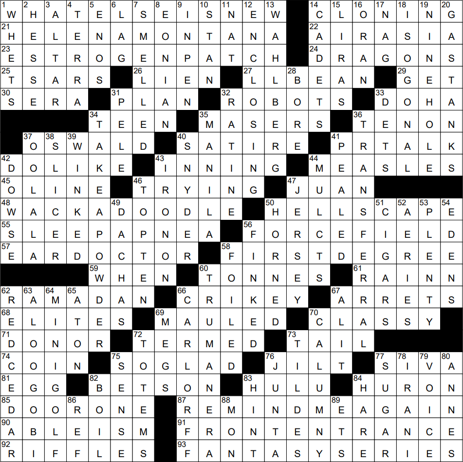 Sunday La Times Crossword Printable Sunday La Times Crossword Printable