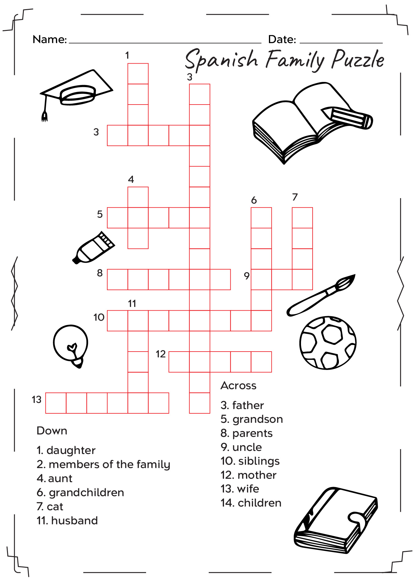 Spanish Printable Crossword Puzzles Spanish Printable Crossword Puzzles