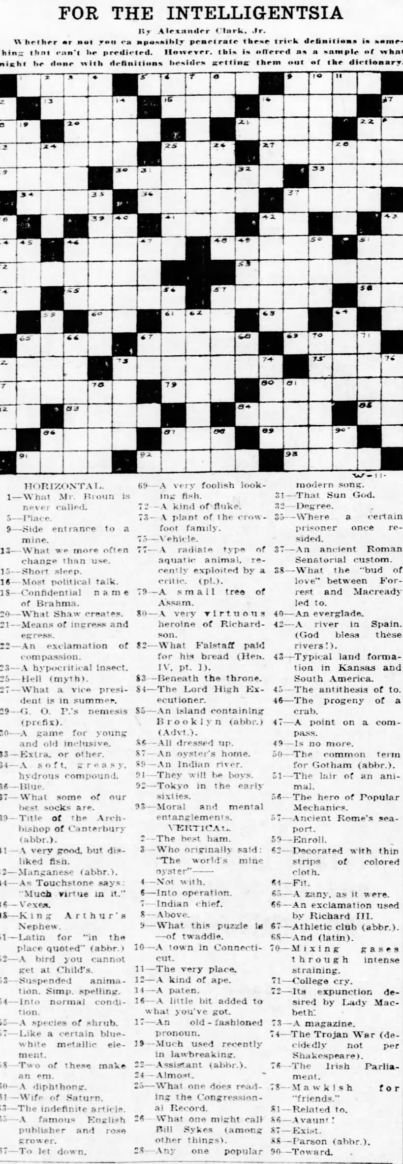 1924 The Year In Crosswords 2 Of 4 T Campbell s Grid