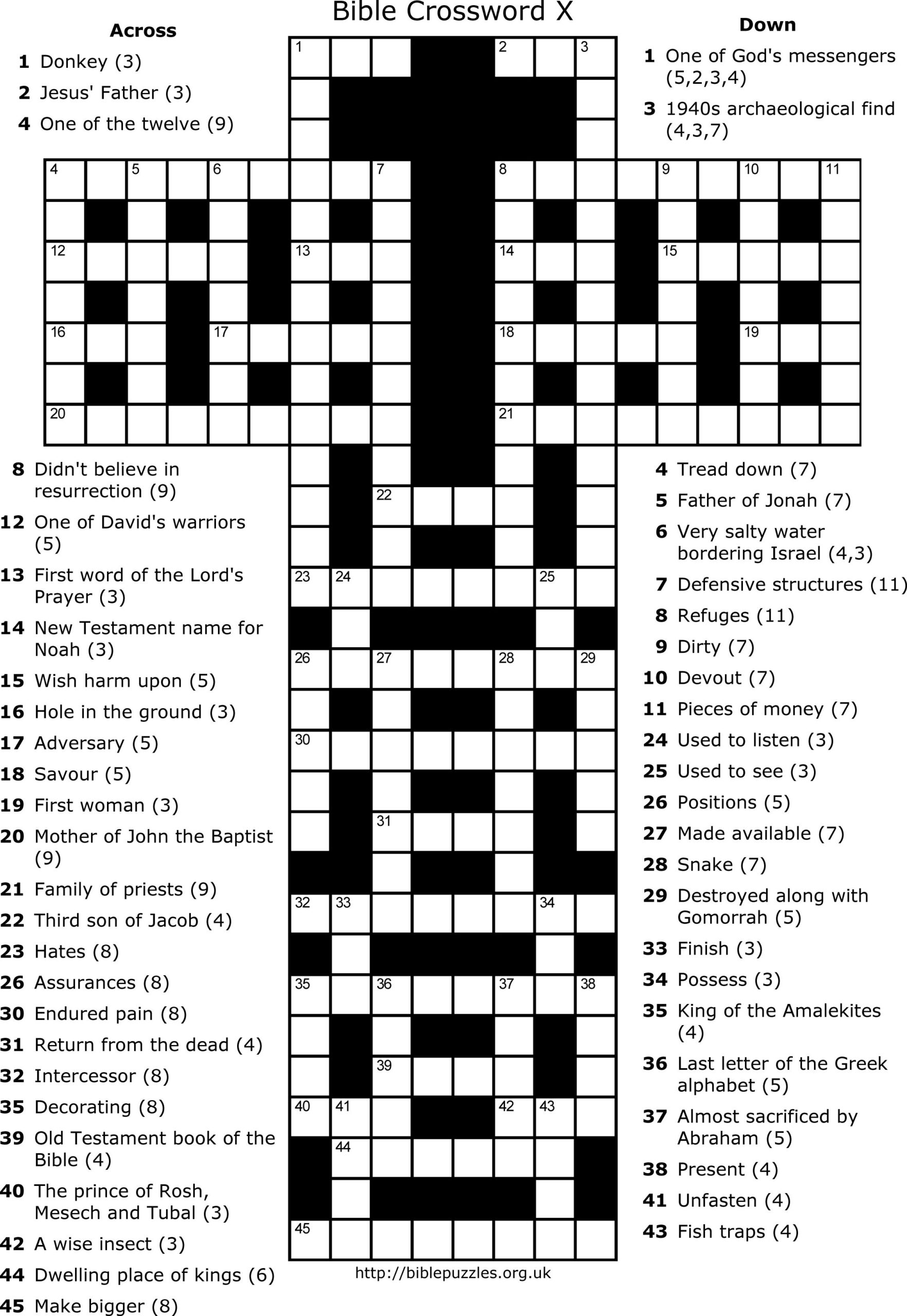 Printable Adult Bible Crossword Puzzles Printable Adult Bible Crossword Puzzles