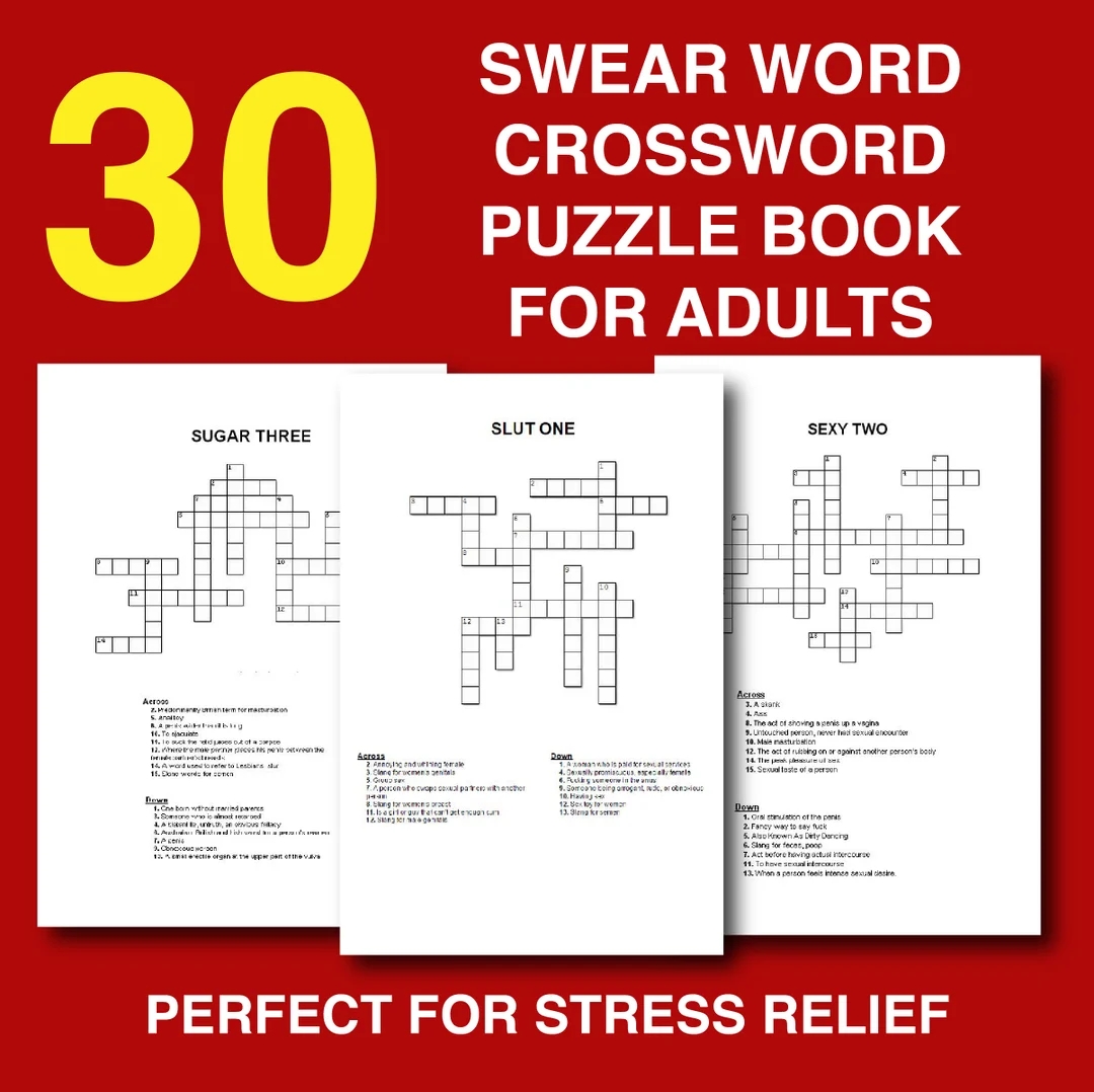 30 Swear Word Crossword Puzzles For Adults Instant Download Printable Puzzle Books For Adults Curse Words Profanity Funny Gift For Grown Ups Etsy