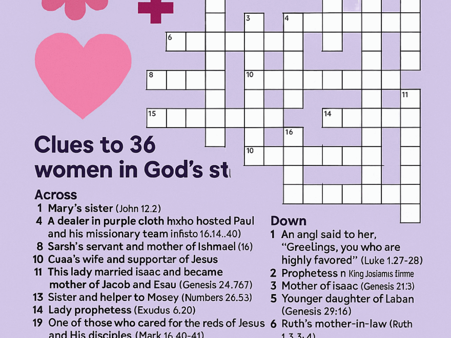 36 Women In The Bible Crossword Puzzle