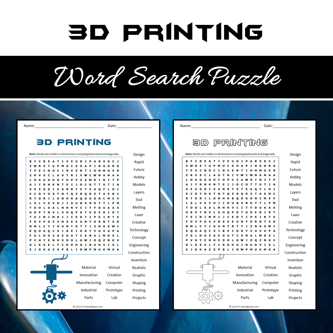 3D Printing Word Search Puzzle Made By Teachers