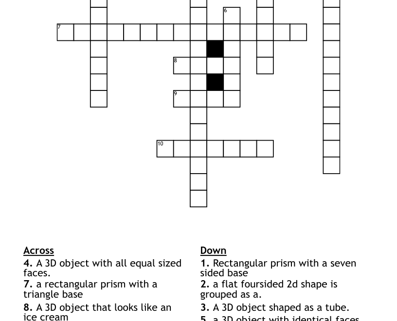 3D SHAPES Crossword WordMint