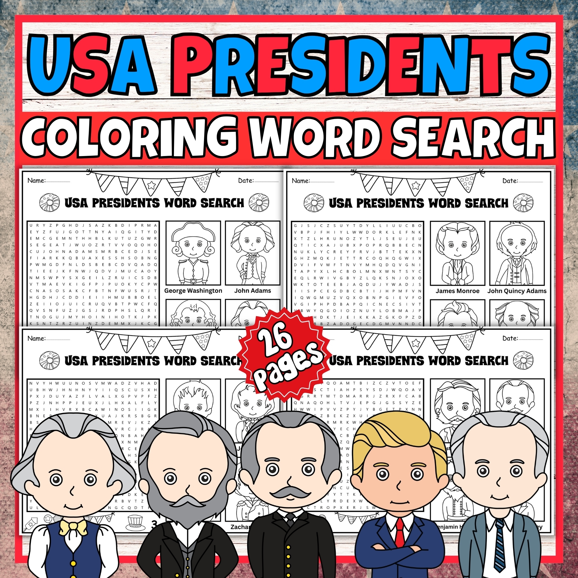 45 USA Presidents Coloring Word Search President s Day Activities Worksheets Classful