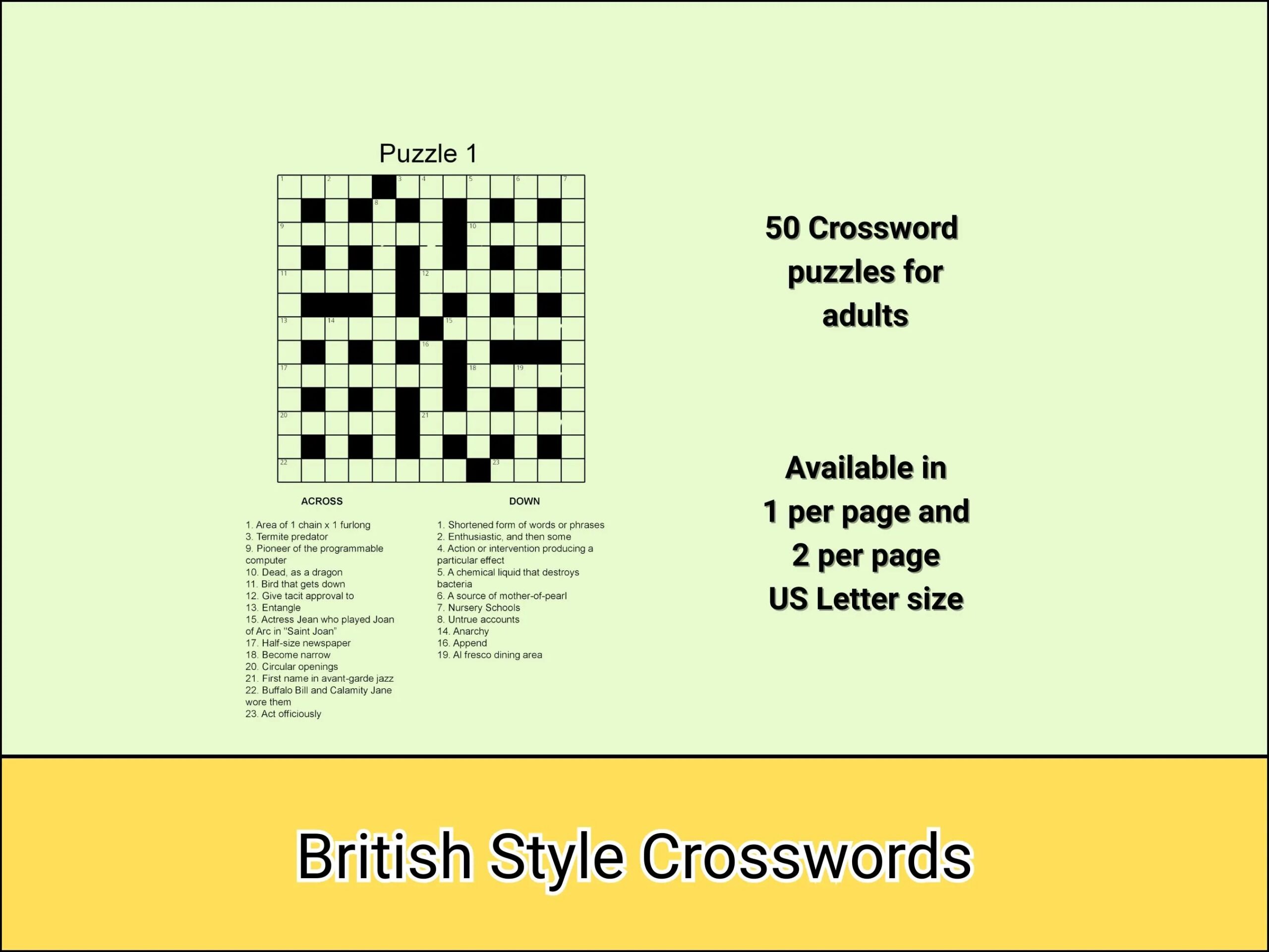 50 Printable Crossword Puzzles For Adults Fun Activities For Seniors Large Print Crosswords With Solutions Instant Download Pdfs Etsy 50 Printable Crossword Puzzles For Adults Fun Activities For Seniors Large Print Crosswords With Solutions Instant Download Pdfs Etsy