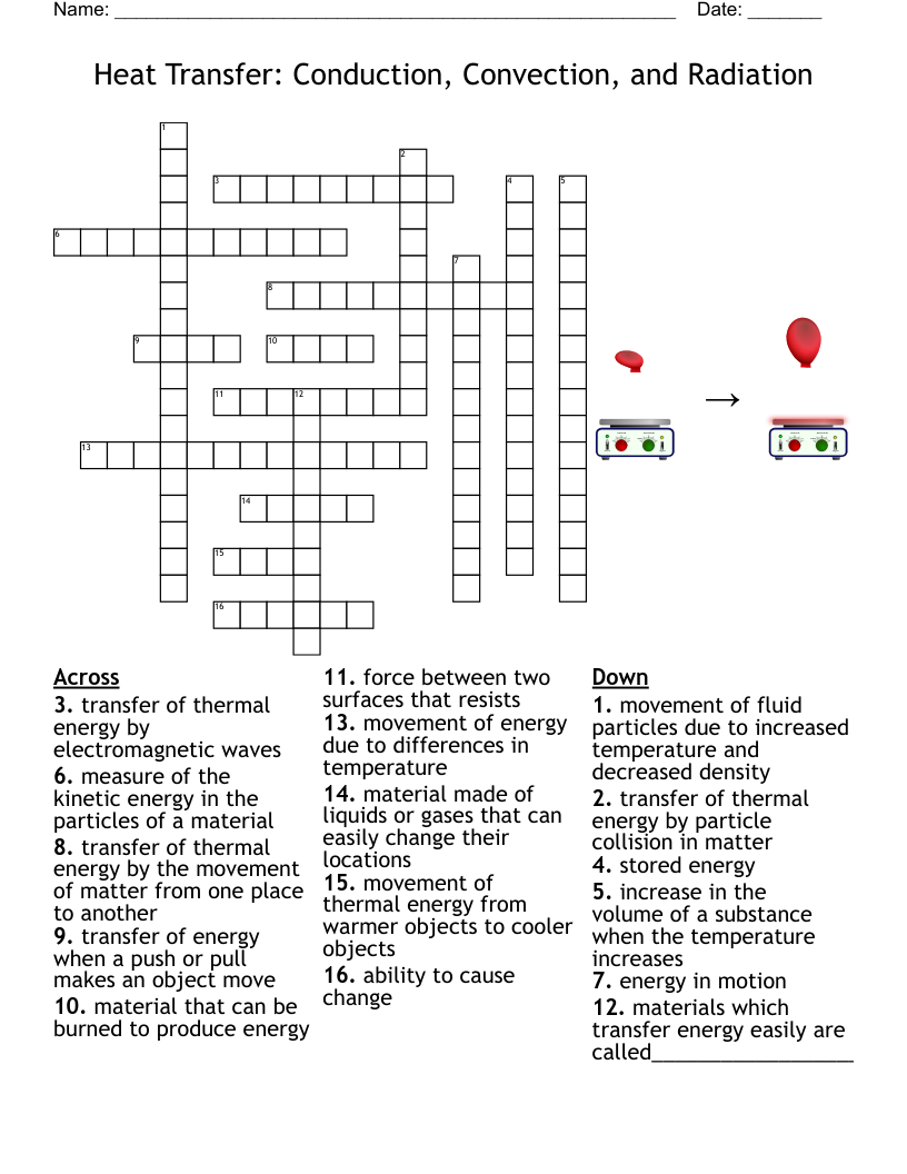 6th Grade Energy Vocabulary Crossword WordMint