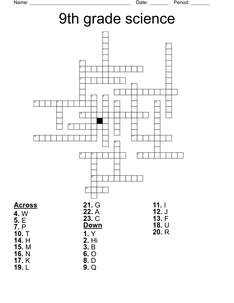 9th Grade Science Crossword WordMint 9th Grade Science Crossword WordMint