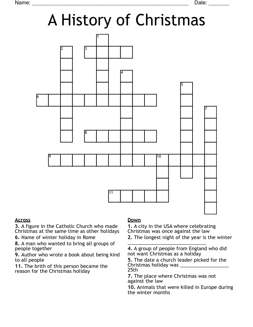 A History Of Christmas Crossword WordMint A History Of Christmas Crossword WordMint