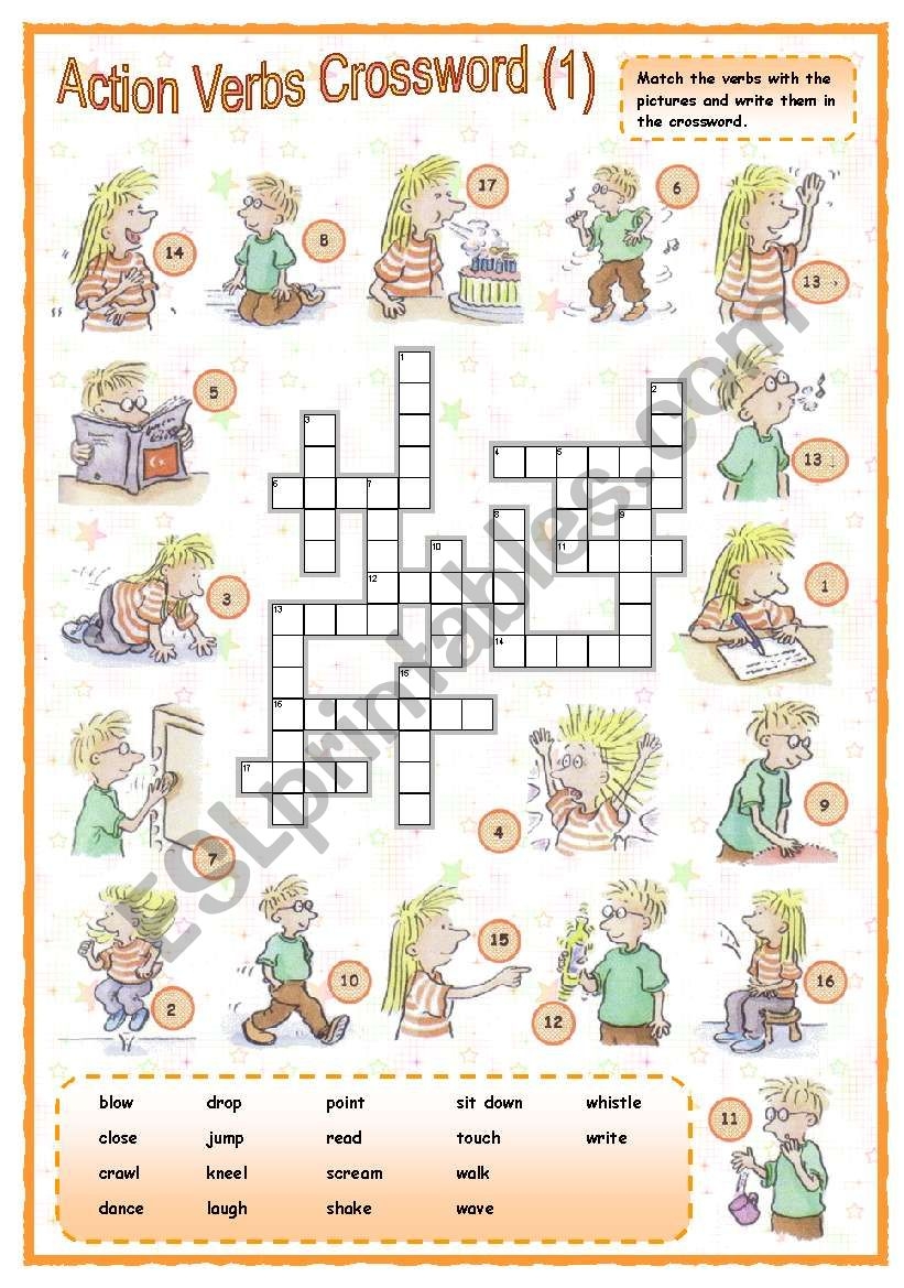 Action Verbs Crossword 1 Of 2 ESL Worksheet By Mpotb Action Verbs Crossword 1 Of 2 ESL Worksheet By Mpotb