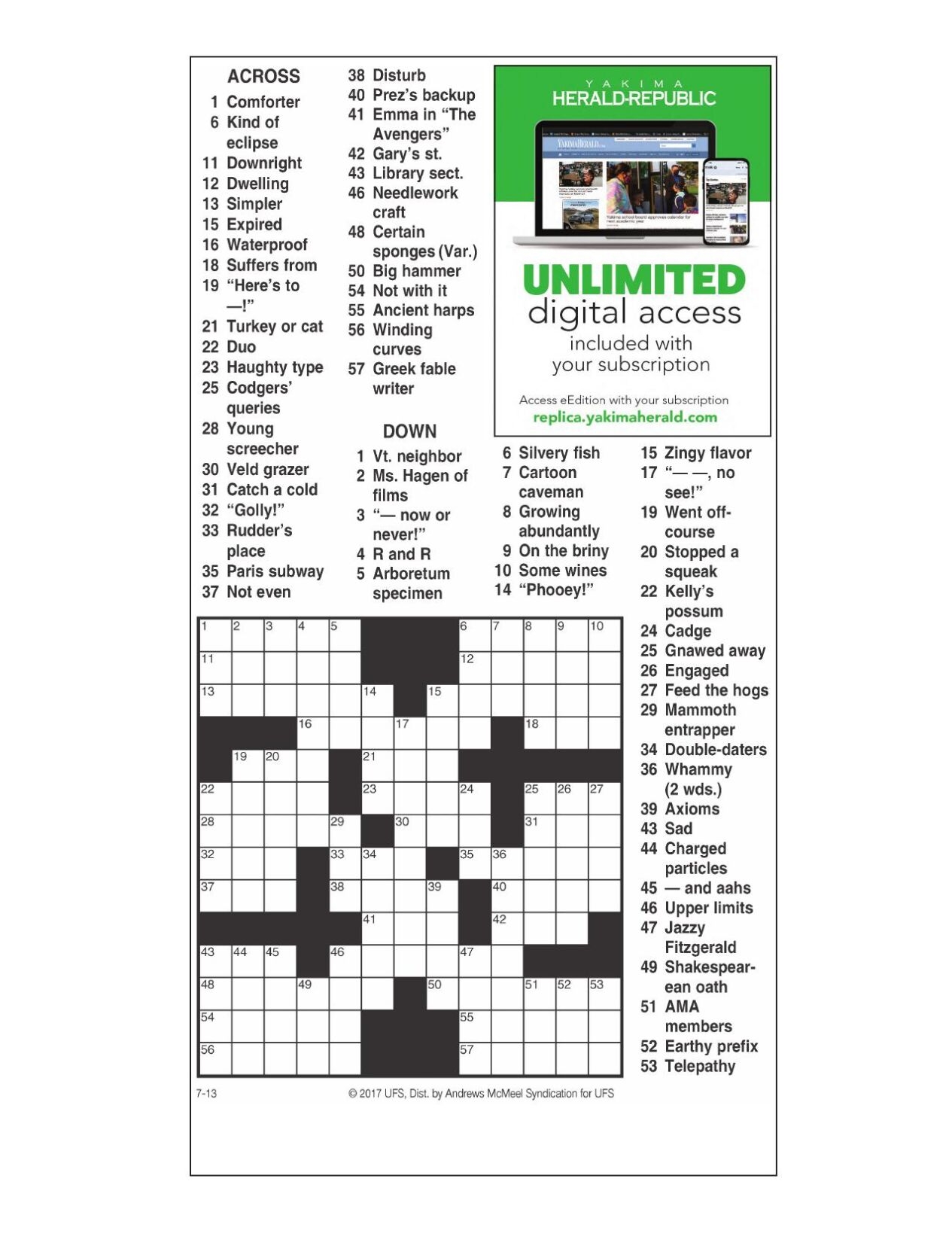 AM Crossword July 13 2023 Crosswords Yakimaherald AM Crossword July 13 2023 Crosswords Yakimaherald