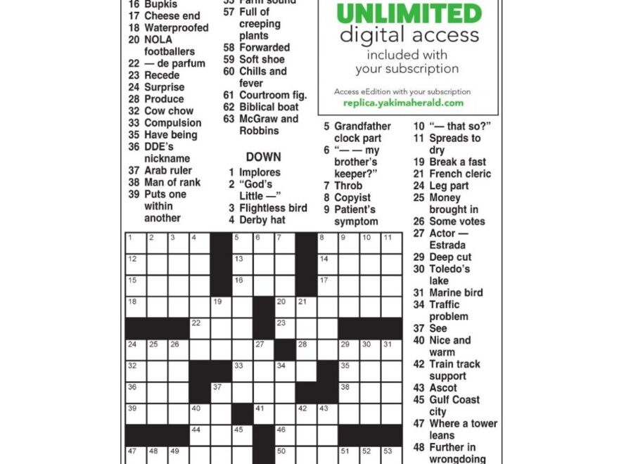 AM Crossword Oct 7 2023 Crosswords Yakimaherald