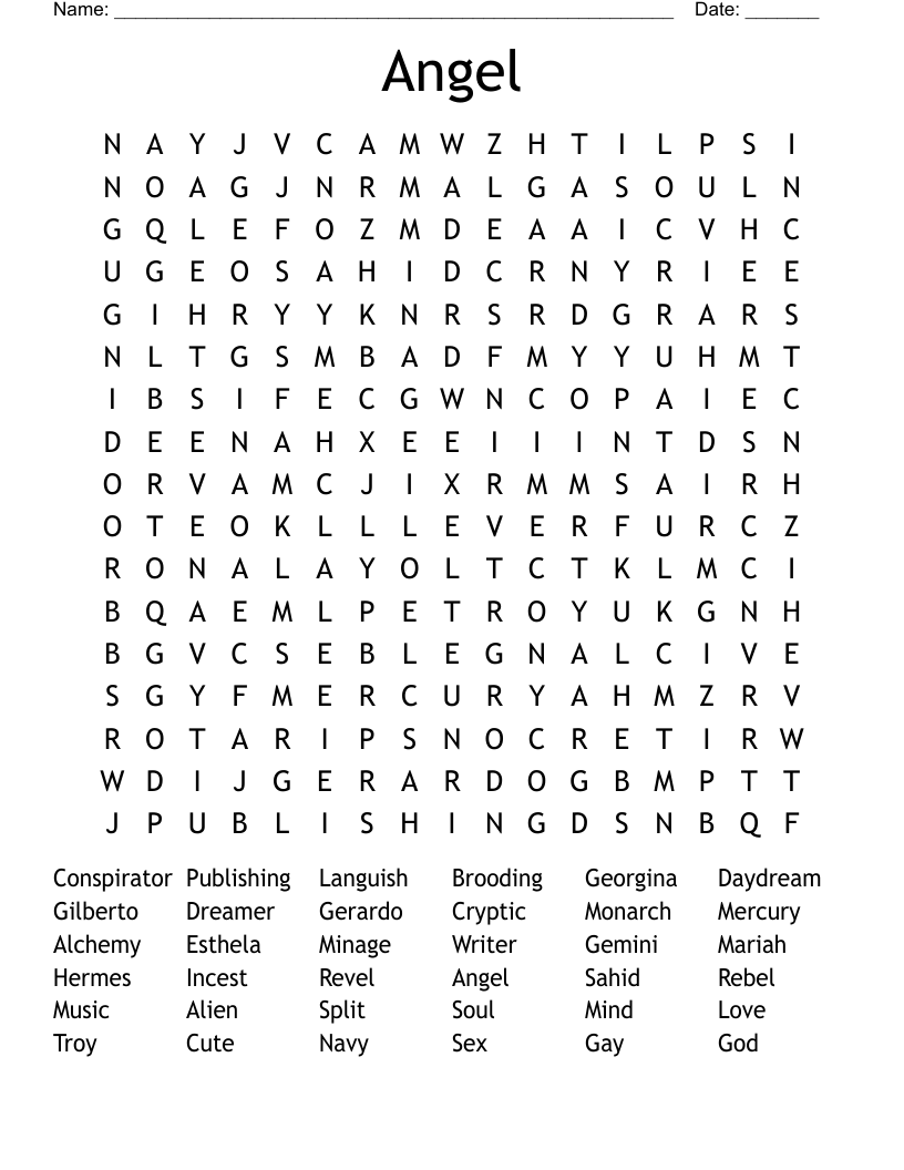 Angel Word Search WordMint