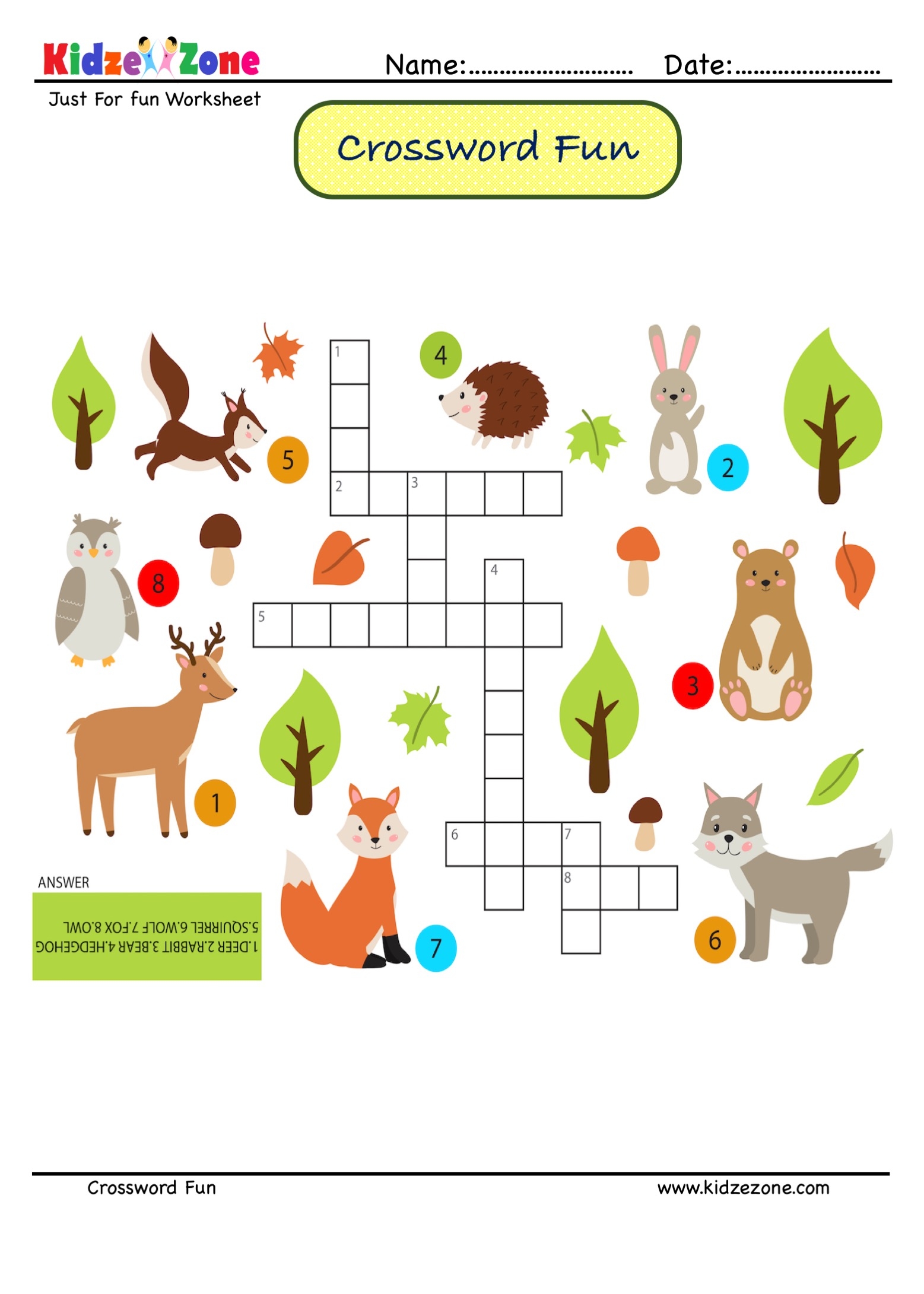 Animal Crossword Puzzle 22 KidzeZone Worksheets Library