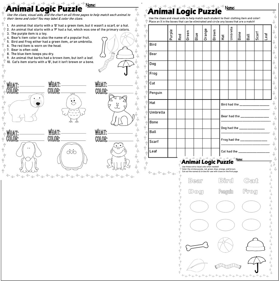 Animal Logic Puzzle Graph Reasoning Critical Thinking Skills Math Made By Teachers Animal Logic Puzzle Graph Reasoning Critical Thinking Skills Math Made By Teachers