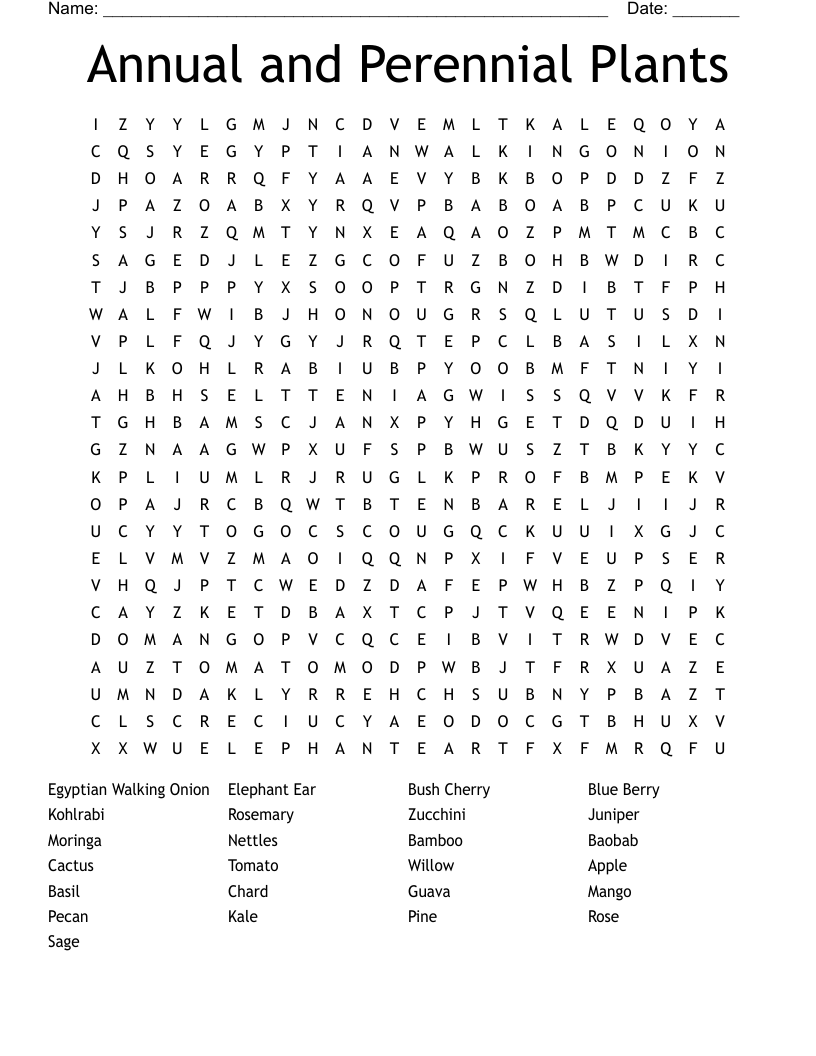 Annual And Perennial Plants Word Search WordMint Annual And Perennial Plants Word Search WordMint
