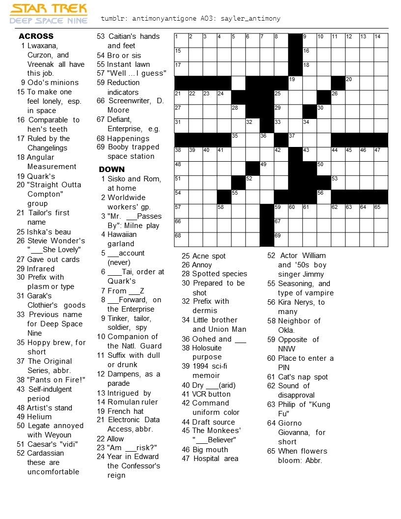 Antigone The DS9 Crossword Is Here This Is The First  Antigone The DS9 Crossword Is Here This Is The First