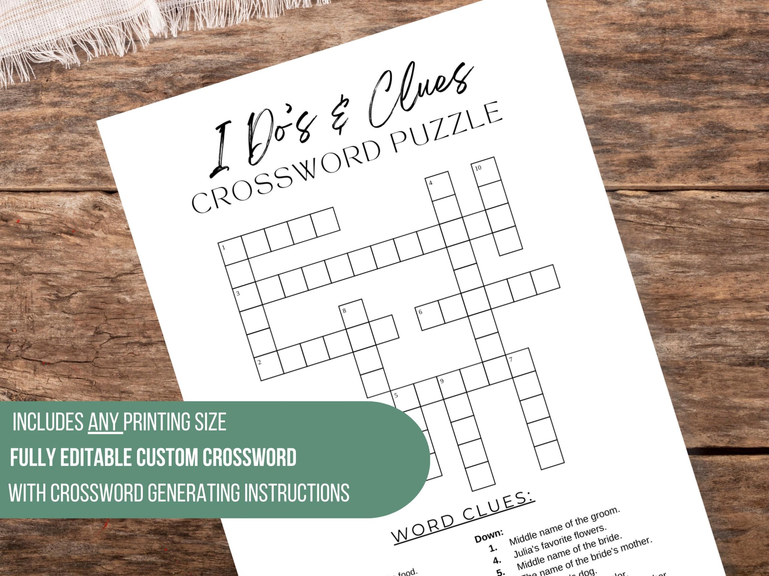 ANY Size Custom Crossword Puzzle Wedding Reception Games Bridal Shower Activities Easy to follow Instructions Instant Download Etsy ANY Size Custom Crossword Puzzle Wedding Reception Games Bridal Shower Activities Easy to follow Instructions Instant Download Etsy