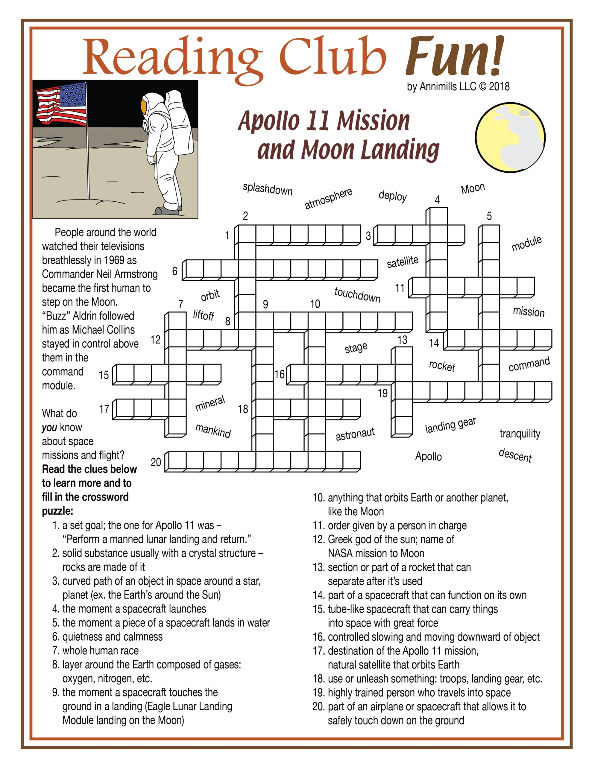 Moon Crossword Puzzle Printable Moon Crossword Puzzle Printable