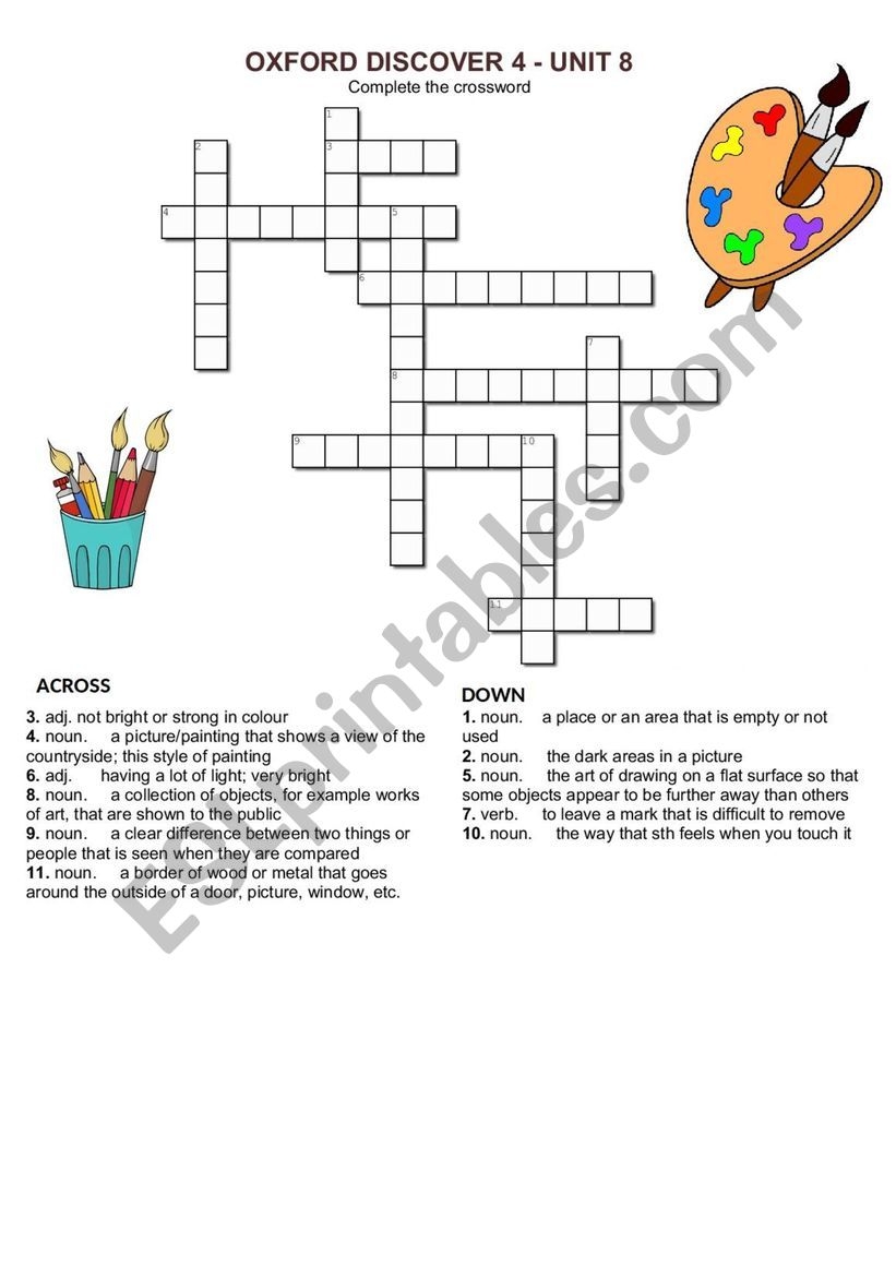 ART CROSSWORD ESL Worksheet By Yamina77 Worksheets Library ART CROSSWORD ESL Worksheet By Yamina77 Worksheets Library