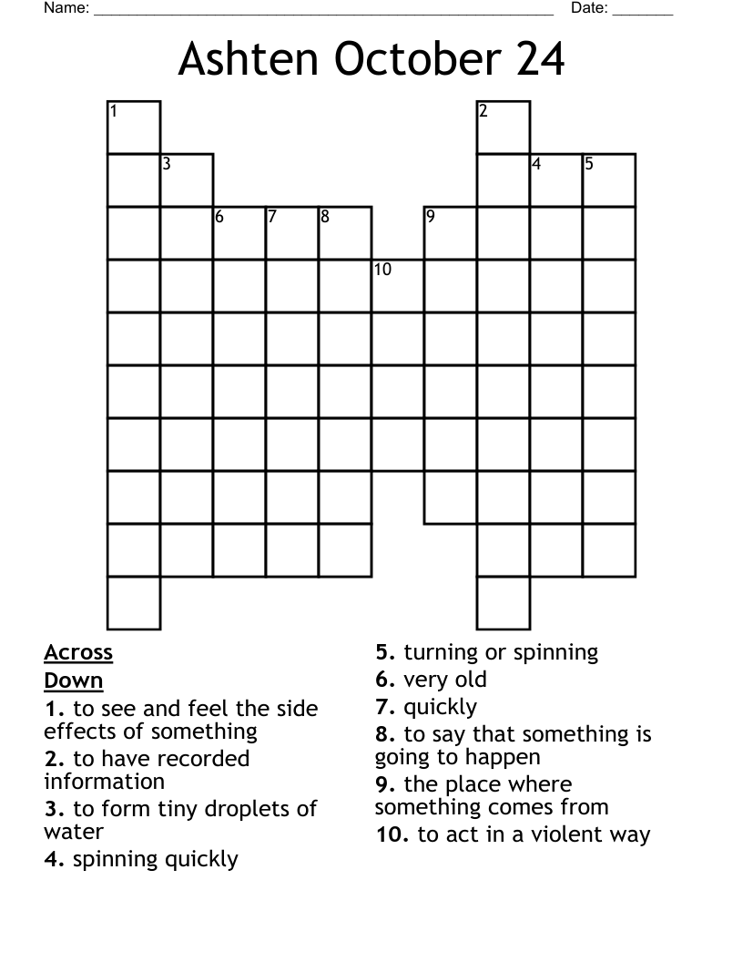 Ashten October 24 Crossword WordMint Ashten October 24 Crossword WordMint