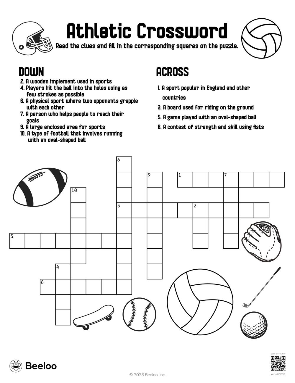 Athletic Crossword Beeloo Printable Crafts And Activities For Kids Athletic Crossword Beeloo Printable Crafts And Activities For Kids