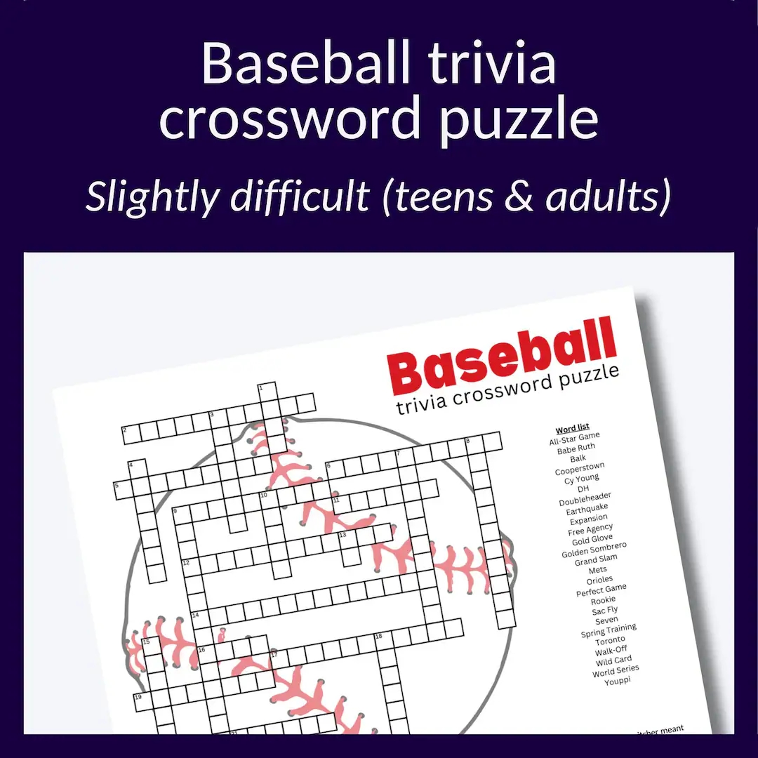 Baseball Trivia Crossword Puzzle For Parties Picnics Parties Etc Etsy Baseball Trivia Crossword Puzzle For Parties Picnics Parties Etc Etsy