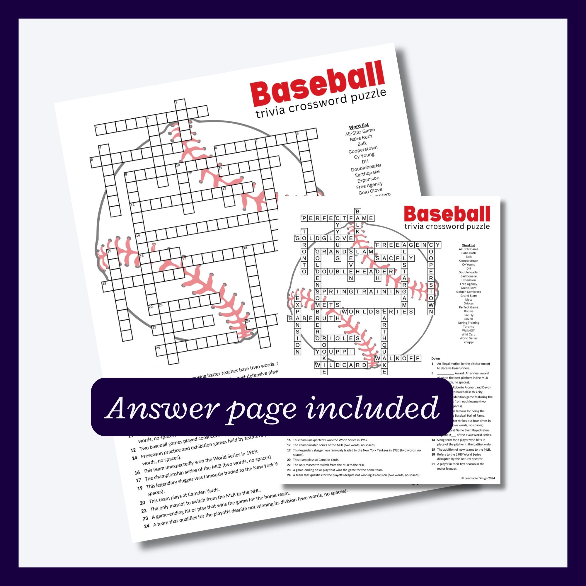 Baseball Trivia Crossword Puzzle For Parties Picnics Parties Etc Etsy Baseball Trivia Crossword Puzzle For Parties Picnics Parties Etc Etsy