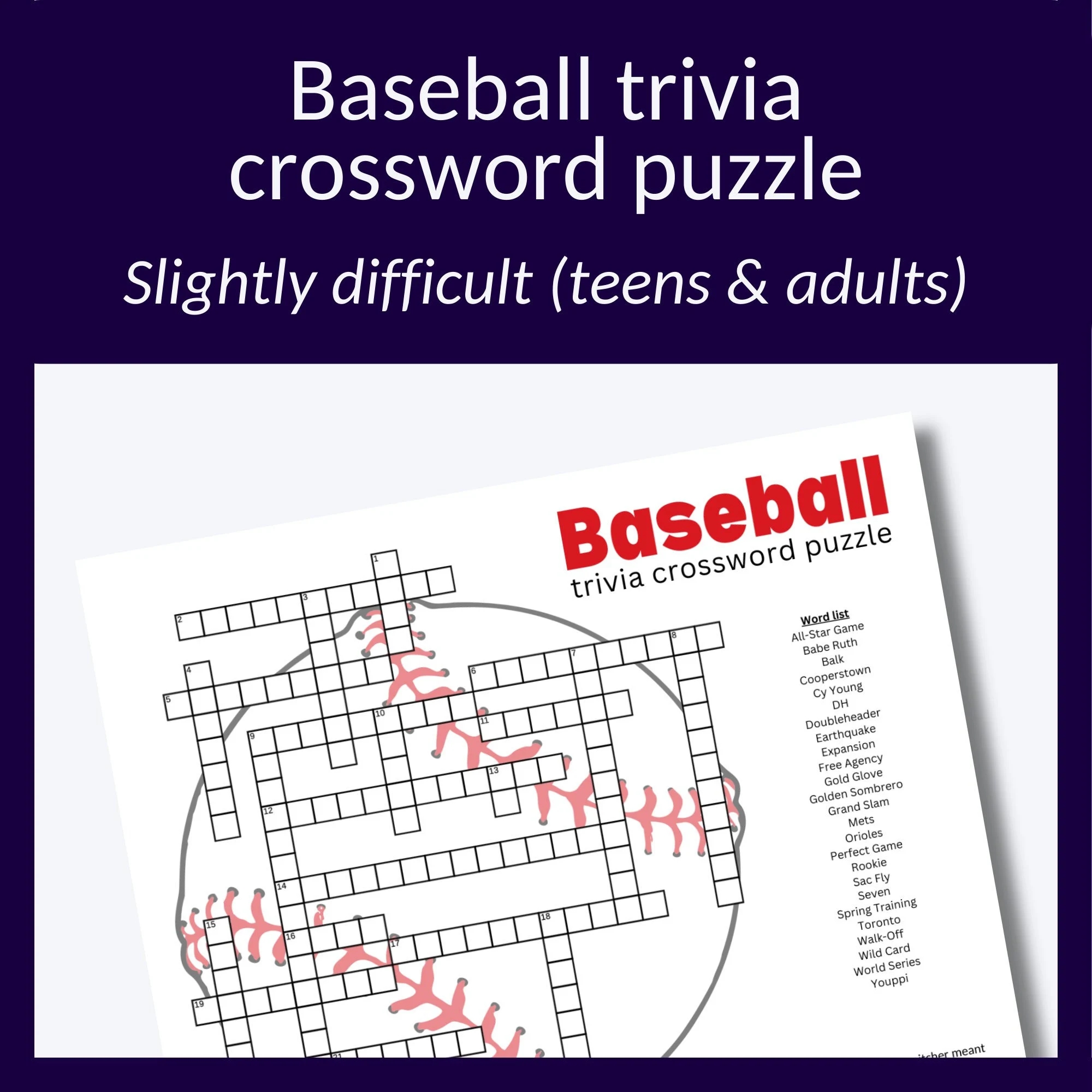 Baseball Trivia Crossword Puzzle For Parties Picnics Parties Etc Etsy Baseball Trivia Crossword Puzzle For Parties Picnics Parties Etc Etsy