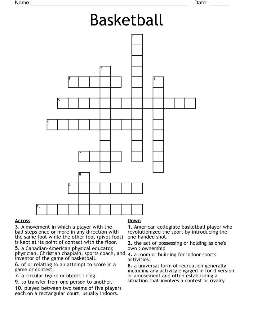 Basketball Crossword WordMint Basketball Crossword WordMint