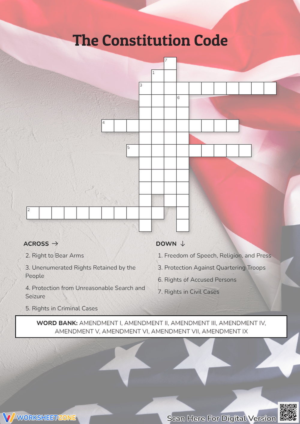Bill Of Rights Crossword Puzzle Worksheets Bill Of Rights Crossword Puzzle Worksheets