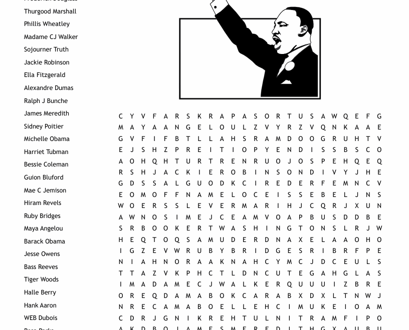 Black History Month Teen Word Search WordMint